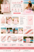 Cabas Serviette 2-en-1 Little Eden – Rose Poudré